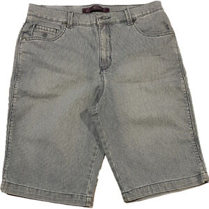 Gloria Vanderbilt Striped Jean Shorts (Sz 8)
